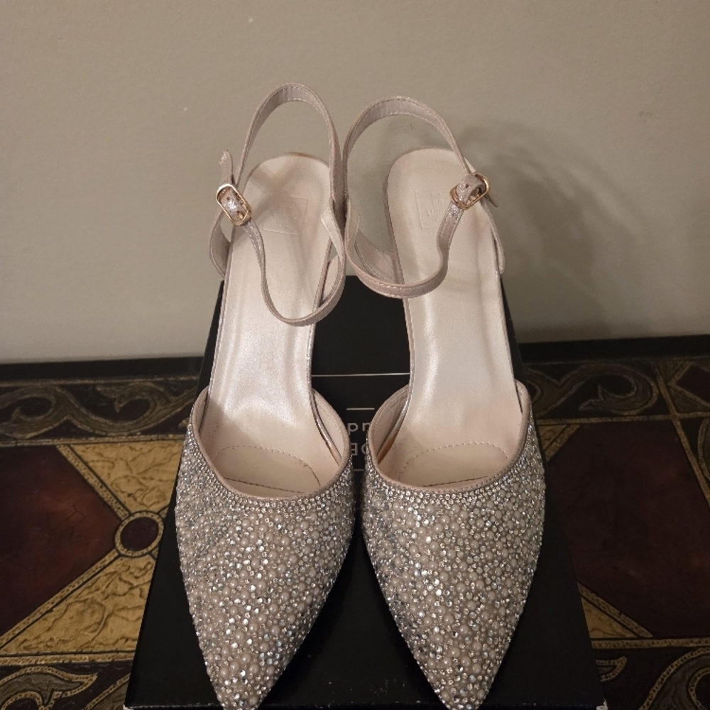 Silver Sparkly Heels with Ankle Strap